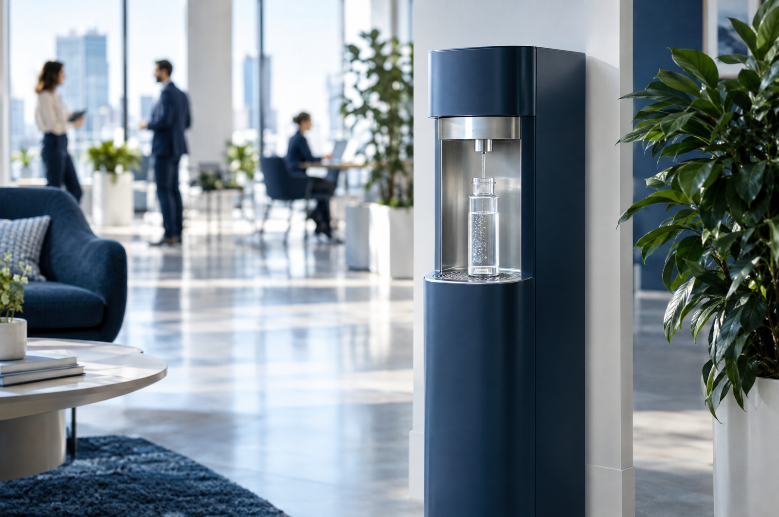 Fontaine à eau dans un bureau lumineux