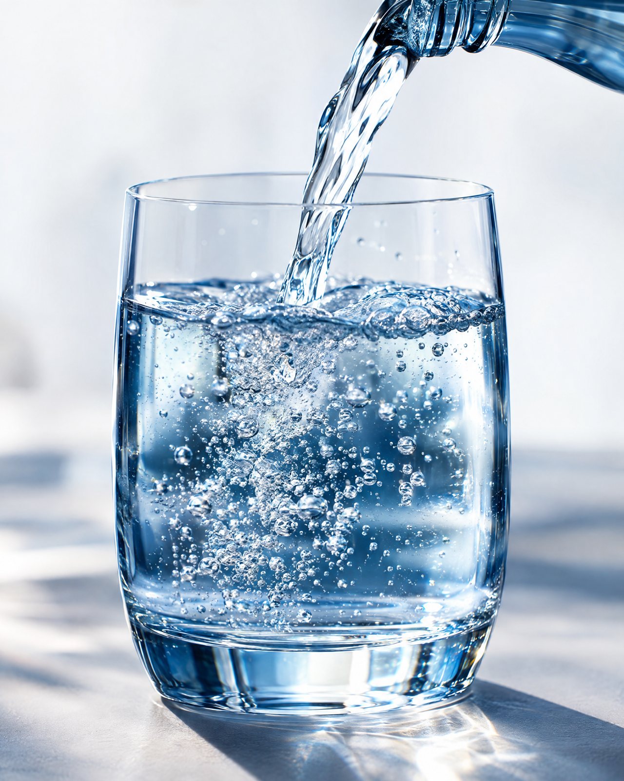 Eau pétillante versée dans un verre
