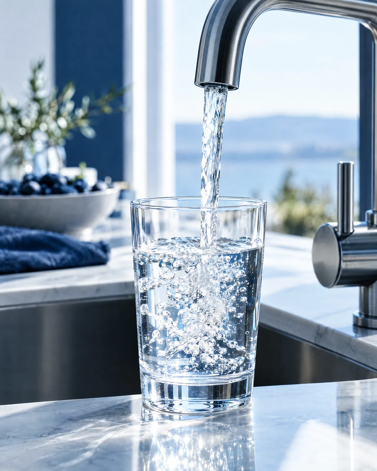 Verre rempli au robinet